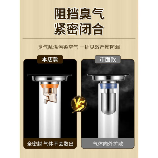 Submarine SUBMARINE bathroom floor drain anti-odor inner core universal toilet anti-insect sewer pipe anti-return odor artifact sealing cover magnetic suction upgraded champagne gold anti-odor floor drain 1 pack 32-4