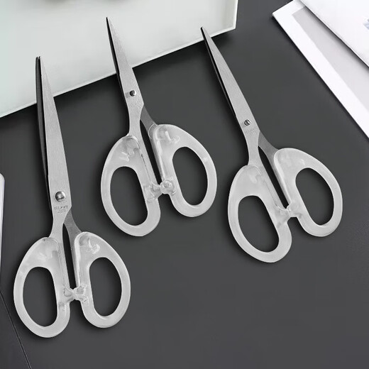 Practical scissors, transparent, simple and high-end, handmade DIY stationery knife, student art handbook, stainless steel small scissors, large size