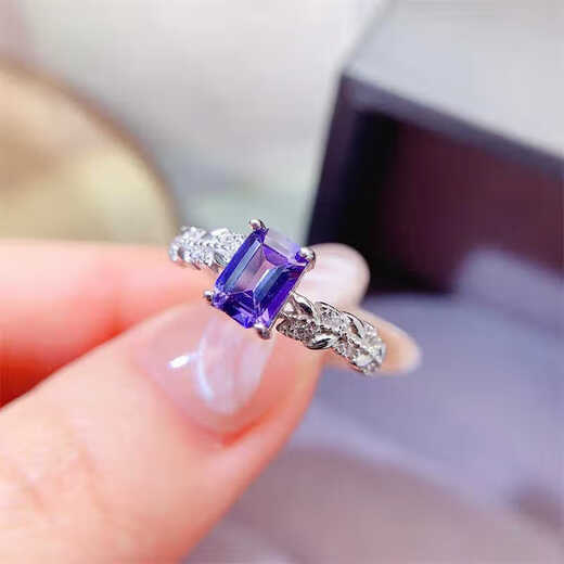 Chihuan natural tanzanite ring for women open 925 silver inlaid with rectangular blue gem ring light luxury jewelry fashion