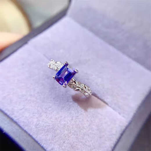 Chihuan natural tanzanite ring for women open 925 silver inlaid with rectangular blue gem ring light luxury jewelry fashion