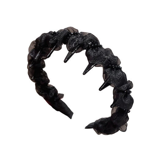 Aitanfang flash diamond gauze headband women's high skull 2025 new style toothed anti-slip headband pressed high-end hairpin headwear mesh headband