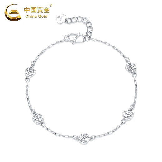 China Gold (CHINA GOLD) pt950 platinum new camellia bracelet for women platinum Valentine's Day birthday gift for girlfriend and wife Camellia platinum bracelet about 2.8g