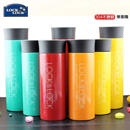 乐扣乐扣（LOCK&LOCK）保温杯304不锈钢男女学生水杯子户外便携团购定制礼品 橙色340ml