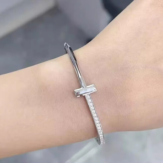 Fujiu high-end 18K gold-plated ring men's and women's open ring rose gold wedding ring couple's ring simple bracelet type A silver bracelet size 16 (wrist 14)