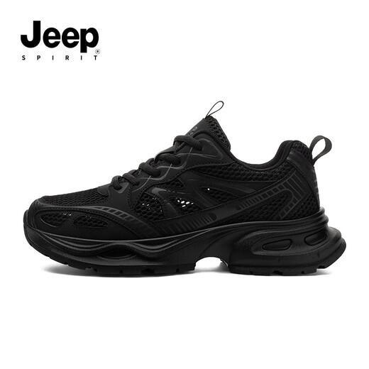 JEEP SPIRIT吉普男鞋运动老爹鞋男网面透气休闲跑步鞋子男 6060 石墨黑 42