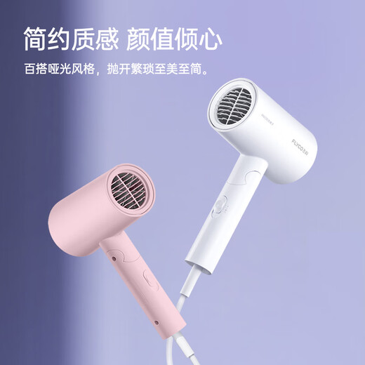 FLYCO Hair Dryer Portable Home Dormitory Student High Power Hair Dryer Quick Drying Foldable for Girlfriend 1800W Quick Drying Negative Ion FH6278-Light Pink