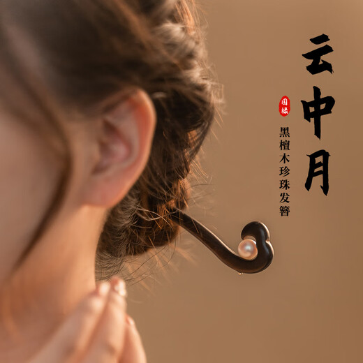 DR GRAFFCARNY sandalwood hairpin ancient style women's new Chinese style pearl wood hairpin autumn and winter hairpin new hairpin headdress Yunzhongyue hairpin