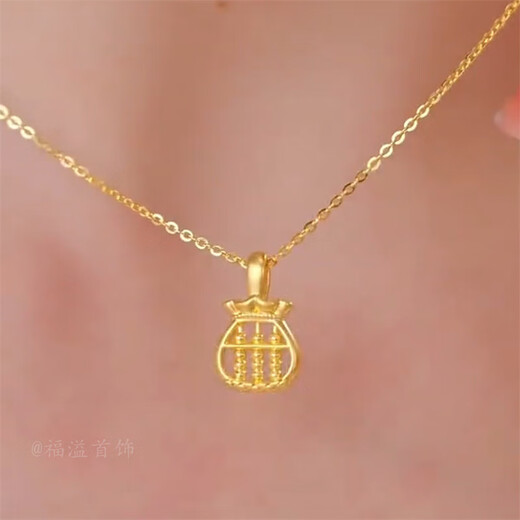 GRAYCEWODY Old Phoenix 999 Gold Ruyi Abacus Blessing Bag Necklace Women's Foot Gold Mini Abacus Clavicle Chain Pendant Lucky Blessing Blessing Blessing Blessing Gold Necklace + Certificate