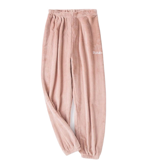 Coral Velvet Fairy Korean Style Warm Home Nine-Point Pants Thickened Casual Loose Outerwear Winter Pajamas for Women Khaki One Size (80-150Jin Jin is equal to 0.5kg) No pockets