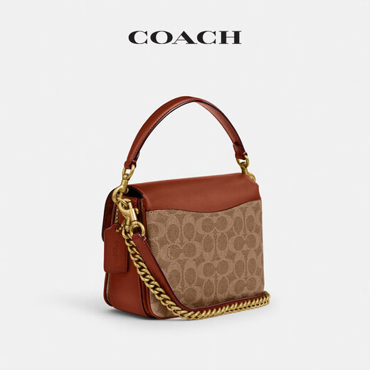 COACH gift classic logo CASSIE No. 19 shoulder crossbody bag flip winter women's bag brown rust color (new version)