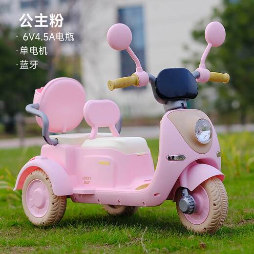 Hello Baby children's electric motorcycle children's motorcycle 3-6 years old children's electric car toy car can sit on a child's car standard princess pink | 6V4.5 battery + single drive