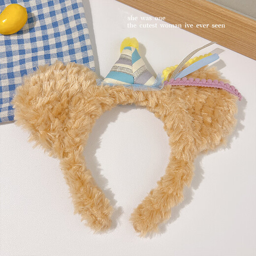 Pei Nanwei Cute Headband Cartoon Plush Headband Navy Hat Duffy Bear Headband Women's Sweet Playground Photo Hair Accessories Women Party Bear Headband 1