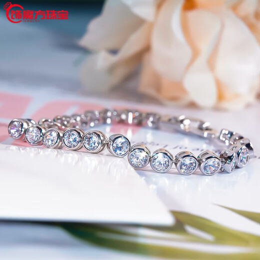 Guanpu Pavilion Fat Donglai same style pt950 platinum moissanite bracelet PT950 full diamond tennis 30 minutes fashionable diamond-encrusted hand PT950 steel seal 15cm