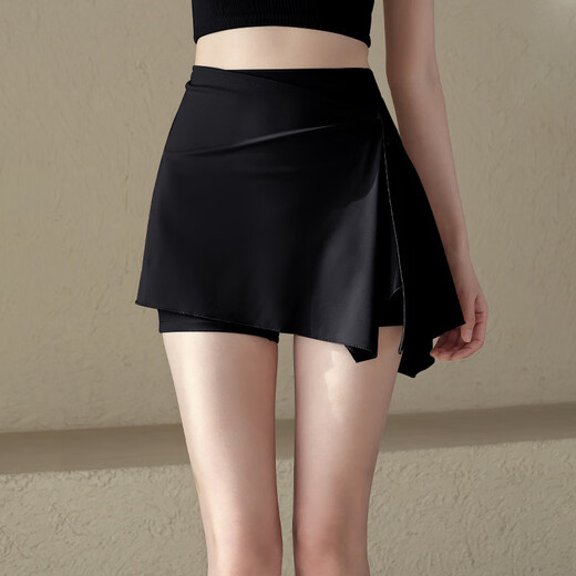 LULUUVTTOH sports shorts women's two-piece anti-exposure running fitness Pilates tennis badminton yoga skirt pants for women almond color true two-piece shorts + hip-covering skirt M