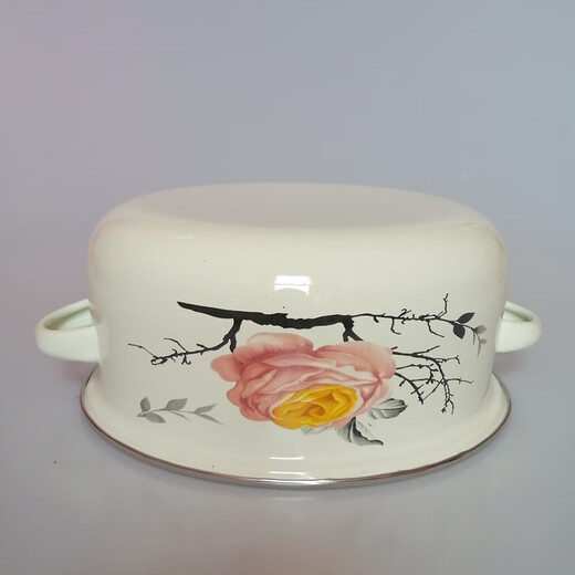 Pupan thickened enamel soup basin household double-ear pot with lid instant noodle bowl stew soup pot induction cooker heating soup bowl stew medicine pot lucky pot thickened 16cm