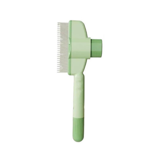 Cat and dog comb, knot-opening and floating hair artifact, pet self-cleaning comb, long hair massage, knotting and hair removal, two-piece care set, thin green + round hole nail scissors to solve the problem of hair loss from the inside out