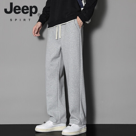 JEEP SPIRIT2025春秋季新款潮牌宽松直筒阔腿卫裤男款运动休闲百搭长裤子男 长款 826 黑色 (90-115) M
