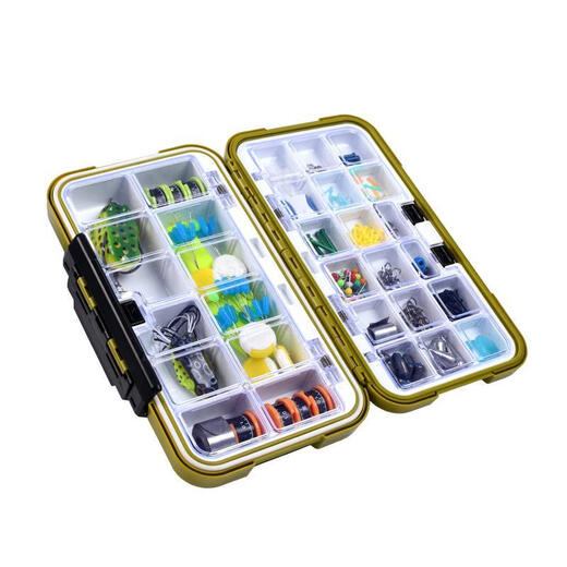 OEMG fishing accessories box multi-functional lure box fishing gear large storage box fish hook box double-layer box lure box medium lure box green