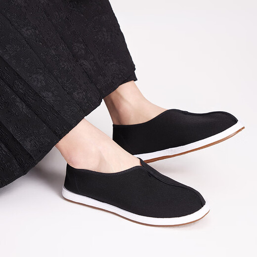 老美华老北京布鞋常年款男骆驼鞍鞋中老年布鞋千层底布鞋 黑色 42 