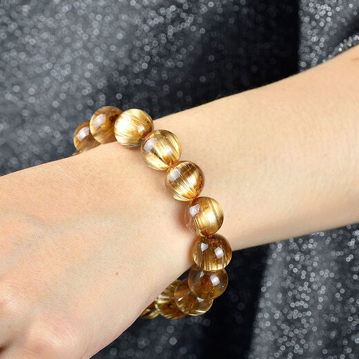 Eternal symbol light luxury collection gem-grade cat's eye blonde crystal plate titanium crystal bracelet single circle bracelet for men and women to prosper wealth natural crystal collectible grade plate titanium crystal-7mm