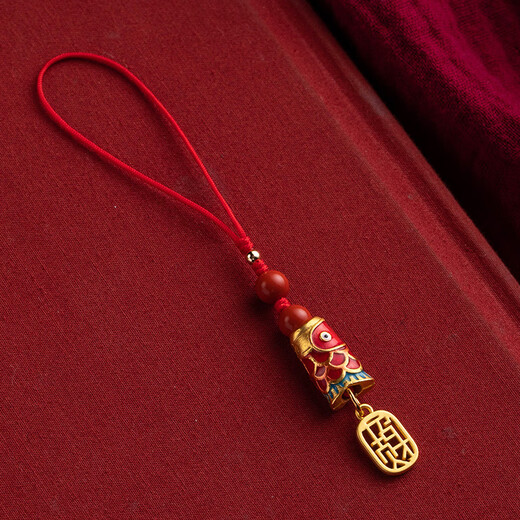 Hangyun Youshell Koi mobile phone lanyard carp mobile phone chain key chain pendant exquisite mobile phone chain pendant for men and women couple bag pendant Chinese style ancient trend mobile phone U disk anti-lost rope Ruyi Koi-double bead style