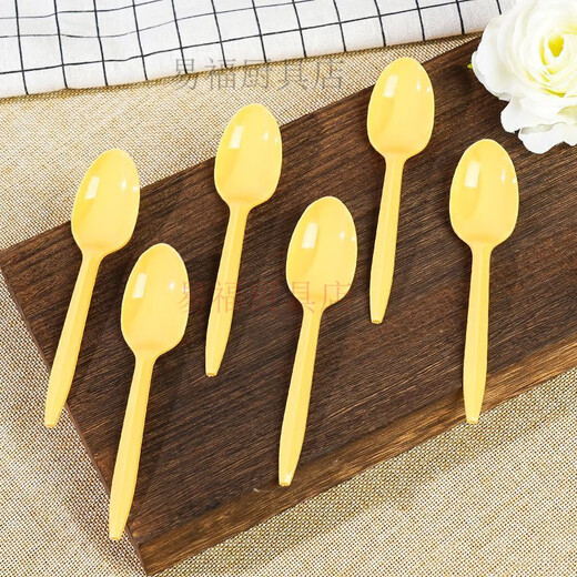 Baichao thickened disposable spoon plastic yellow DS1 large soup large yellow spoon rice spoon stall spoon fast food takeaway commercial DS1 large yellow spoon 14 cm 2000 pieces