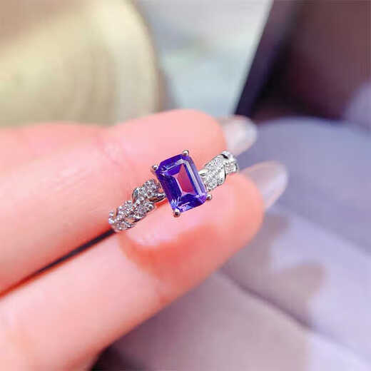 Chihuan natural tanzanite ring for women open 925 silver inlaid with rectangular blue gem ring light luxury jewelry fashion
