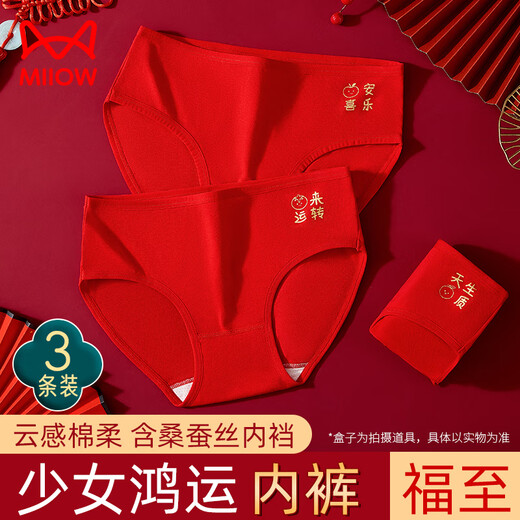 Catman children's underwear girl's lucky New Year briefs baby girl's New Year's zodiac year underwear red 170