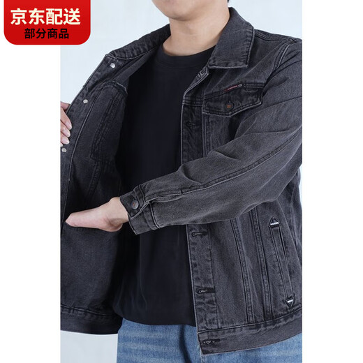 Carlos Kayla Dalian European Denim Jacket Men Spring and Autumn Loose Wear Wortsing Splock Showly Jacket Working Jacket de mezclilla T848 Gray Multi-Pocket High Quality 3xl