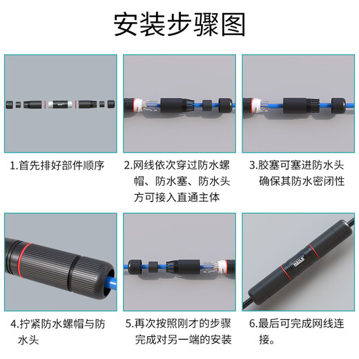 HAILE Universal Network Direct Outdoor Waterproof Network Cable Extender Gigabit Network Dual-way Butt Connector Category 5 Category 6 Category 7 Available HT-F300E