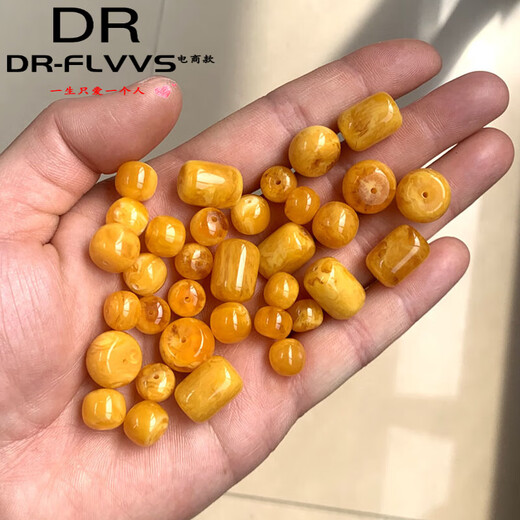 Fat Donglai's same beeswax natural old barrel beads loose beads single bead drum beads old-style amber bracelet diameter 9 mm thick 8 mm (bulging beads)