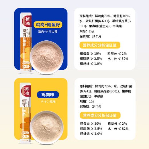 Ziiky Cat Strips Fresh Chicken + Cod Roe Added Prebiotics to Regulate Gastrointestinal Cat Snacks Chicken Flavor 6 Packs (15g*36 Sticks (Total 540g)