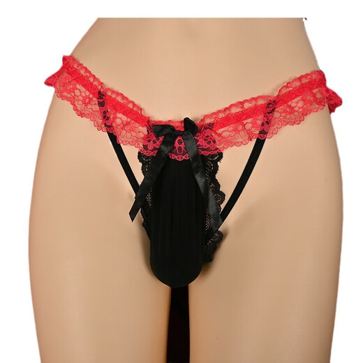 Ai Ruru's new all-in-one men's lace sexy thong hollow elastic T-pants temptation JJ set for fun, one size fits all, red (100-160Jin Jin is equal to 0.5 kg) in-box