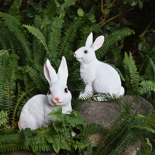 Chaosihui Outdoor Simulated Rabbit Animal Ornaments Lawn Garden Landscape Sculptures Villa Garden Courtyard Decorations Large Pair 32513-5+6