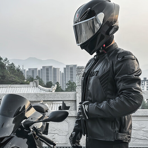 DUHAN Motorcycle Riding Suit for Men and Women, Four Seasons Motorcycle Leather Jacket, Windproof and Warm Racing Suit, Anti-fall Rider Suit, Honor Edition (Upgraded Leather and Down Cotton Liner) XL