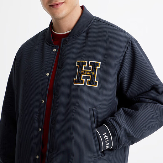 Tommy Hilfiger autumn and winter men's and women's water-repellent reversible American retro trendy flying baseball cotton jacket