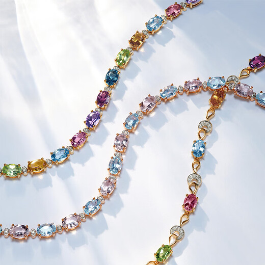 Chow Tai Fook ENZO Pink Realm 18K Gold Morganite Aquamarine Diamond Bracelet for Women EZV8786 Gift 15cm