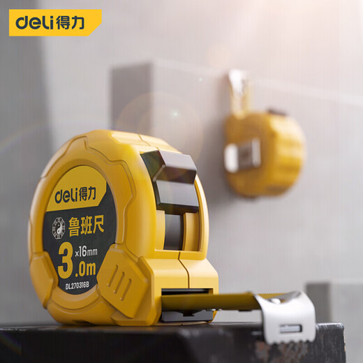 Deli (deli) Luban ruler Feng Shui ruler steel tape measure Dinglan ruler 5 meters 7.5 meters high-precision measuring woodworking circle ruler meter box ruler 3m*16mm manual locking type-Luban ruler