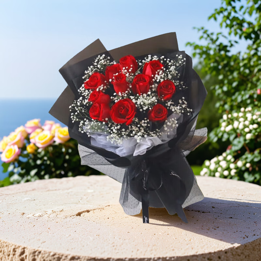 Romantic season flower express delivery in the same city. Red rose bouquet to express love to girlfriend, birthday gift, wedding anniversary, national flower shop. 11 red rose bouquets - birthday style. Delivered today - flower delivery time can be made by appointment.