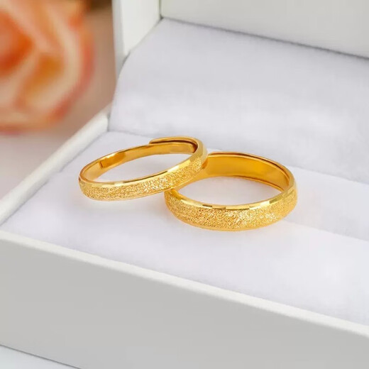 CAMPUSKINGLY Old Phoenix Gold 999 Pure Gold Retro Frosted Couple Ring Pure Gold 24K Plain Ring Adjustable Ring 5G Jewelry 0.01g Same Style Frosted Men's Ring