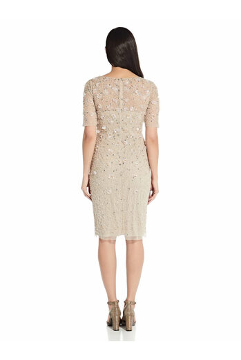 Adrianna Papell Women's Beaded Cocktail Dress, Biscotti Biscotti 4