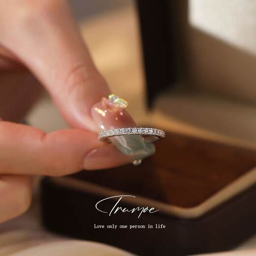 Guanpu Pavilion Fat Donglai same style pt950 platinum moissanite row diamond ring first foam imossanite silver diamond stack ring tail ring request row diamond ring opening adjustable