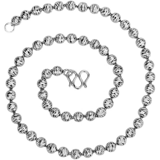 Guanpu Pavilion Fat Donglai same style men's platinum necklace men's platinum-plated domineering Buddha beads transfer bead chain women's trendy silver decoration radium 6 mm 60 cm