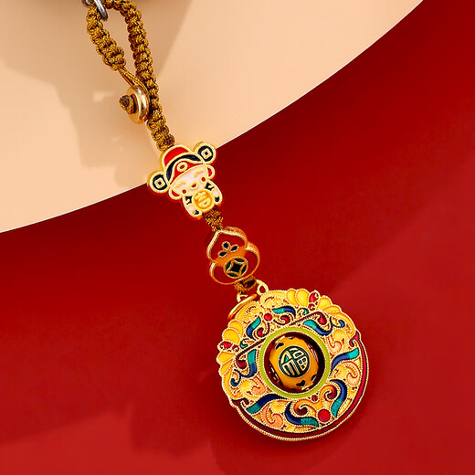 小雕匠黄铜财神转运珠钥匙扣挂件钱币葫芦男女款包包挂饰景泰蓝钥匙链绳 财神钱币葫芦转运珠钥匙扣