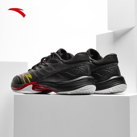 ANTA Qingyi Badminton Shoes丨2026 Spring New Wear-Resistant Anti-Slip Professional Training Sports Shoes for Men and Women Black/Classic Red/High-Gloss Yellow-5 39
