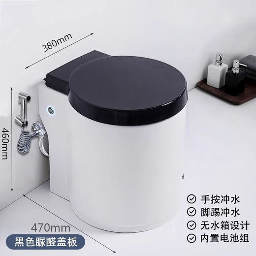 新款迷你47CM超短无水箱小户型马桶最小尺寸坐便器家用座便器 50厘米手按+脚踢+送货上门 300mm