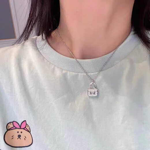 Olevo Kangkang bag H necklace women's 18K rose gold plated high-end clavicle chain light luxury diamond high quality letter pendant new white gold