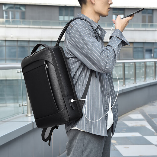 CHUONGKAIYE backpack for men's head layer cowhide backpack for business commuting computer bag holiday gift light luxury men's bag casual schoolbag black [CK9030 light luxury style]