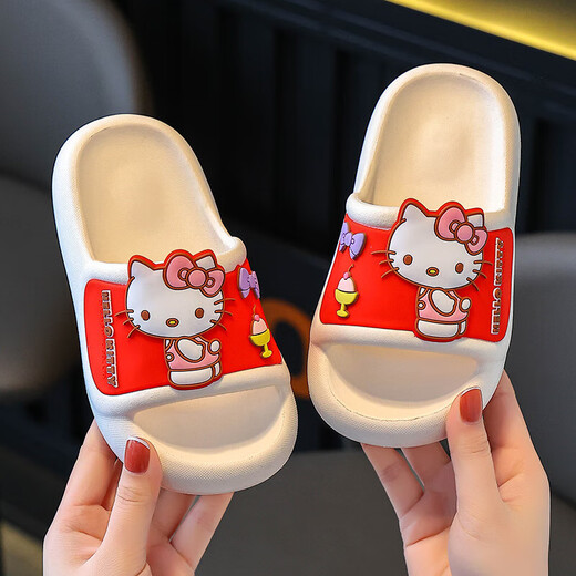 Натуральные детские тапочки Sanrio, летние новые стильные милые нескользящие тапочки с героями мультфильмов для девочек, розовые мелодии для мальчиков, размеры 32-33, внутренняя длина 20 см