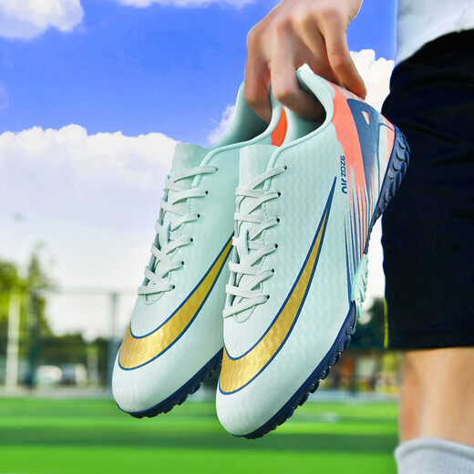 WEJIESS football shoes TF broken nail training shoes men and women adult children primary and secondary school students high school entrance examination rubber nail particles 966 shallow moon broken nails 42 (260mm) socks guard shoe bag